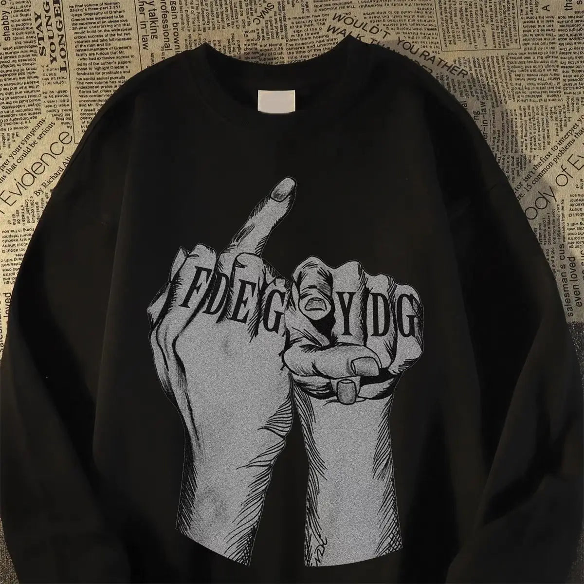 Dicker Herren-Hoodie mit Buchstaben-Print und langen Ärmeln im Vintage-Streetwear-Stil – ideal für Herbst und Winter
