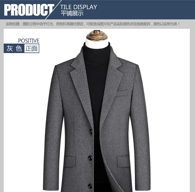 Wollmantel für Herren in Schwarz-Grau – Modern & elegant