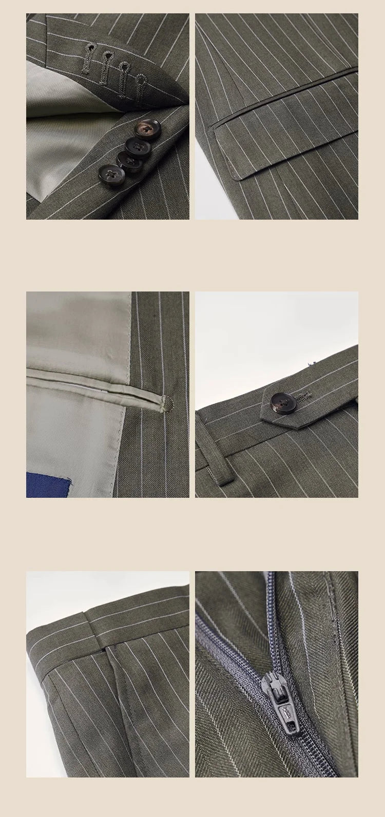 Herren Anzugset: Grüner Nadelstreifen, Slim Fit, Doppelreiher – Eleganz für Hochzeit & Business