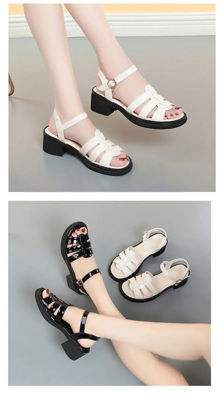 AIYUQI Frauen Sandalen Sommer 2025, Neue Echtes Leder Frauen Rom Schuhe Offene spitze Weben Nicht-slip Sandalen Damen