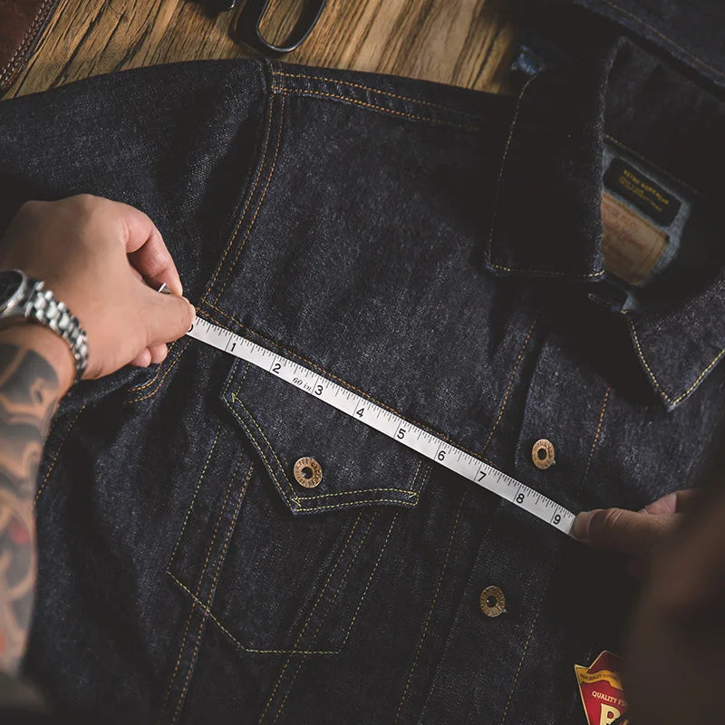 Herren Jeansjacke Vintage 14,8 Unzen Denim Klassisch Slim Fit Mantel