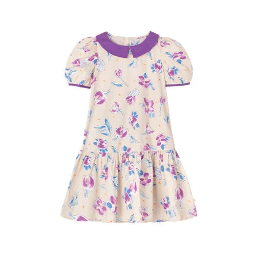 Ärmelloses Sommerkleid aus 100% Baumwolle mit kleinem Blumenmuster für Mädchen – ideal für Strand und Party, Größen 3-14 Jahre