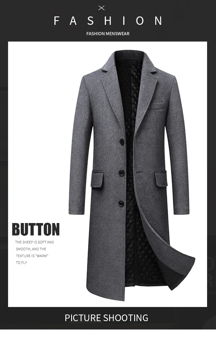 Hochwertiger Wollmantel für Herren – Boutique-Design