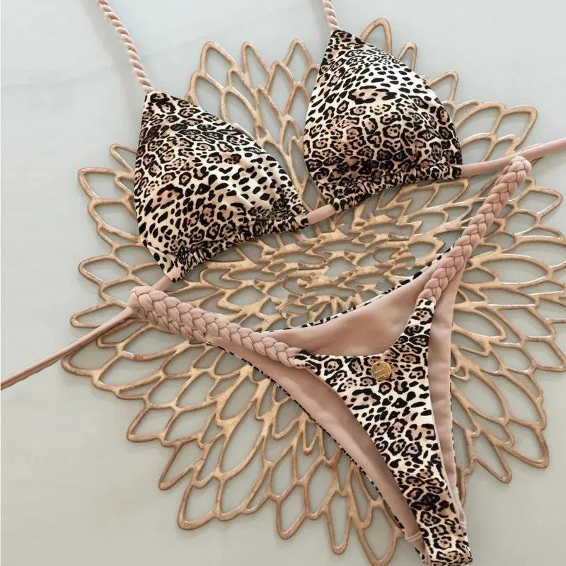 Sexy Bikini-Set mit Push-up-Effekt – Solides Badeoutfit für Damen am Strand oder Pool
