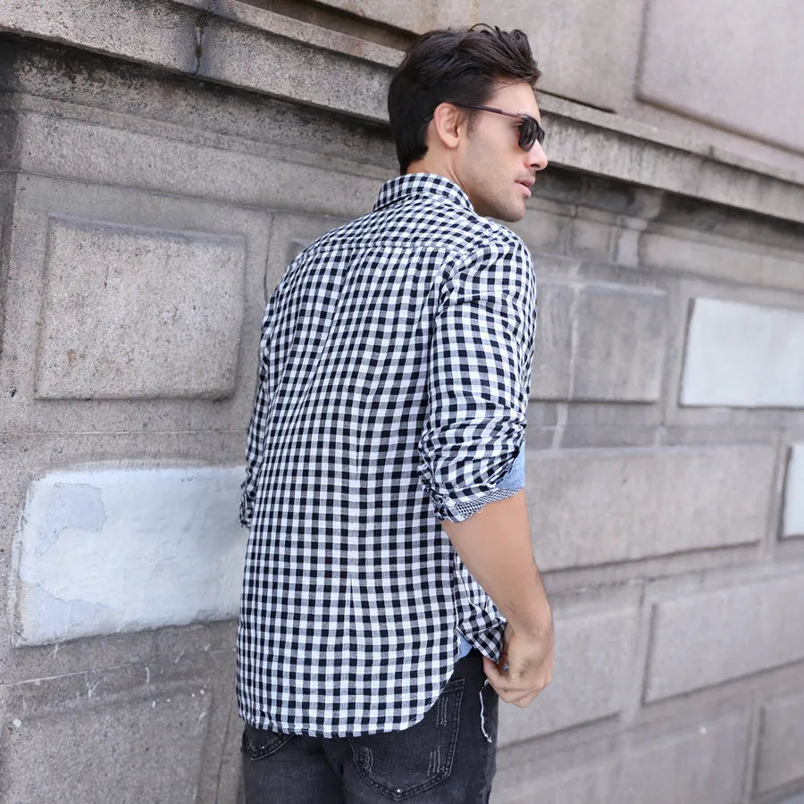 Herren Langarm Hohe qualität Designer Shirt Front Patch Brust Tasche Schlanke Taste-down Kragen Dicke Arbeit Shirts männer Kleidung