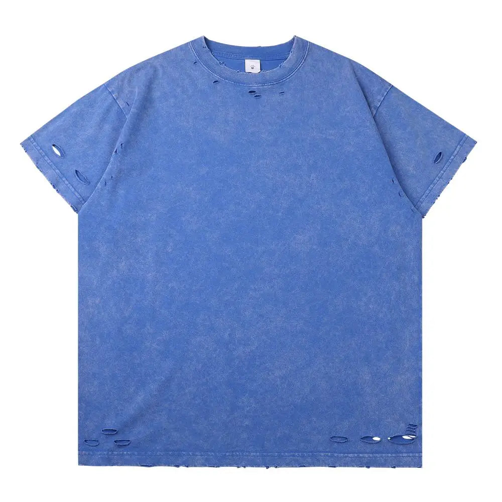 Herren T-Shirt mit kurzen Ärmeln und lässigen zerrissenen Löchern