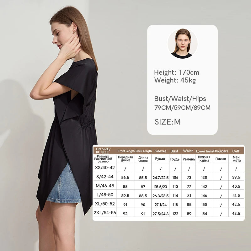 Damen T-Shirt mit rundem Hals und asymmetrischem Design für den Sommer
