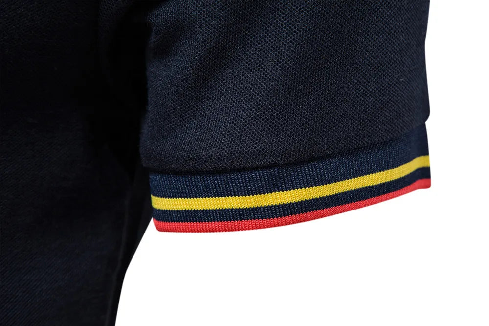Herren Polo Shirt aus Baumwolle mit fester Hirsch-Stickerei und Kurzarm
