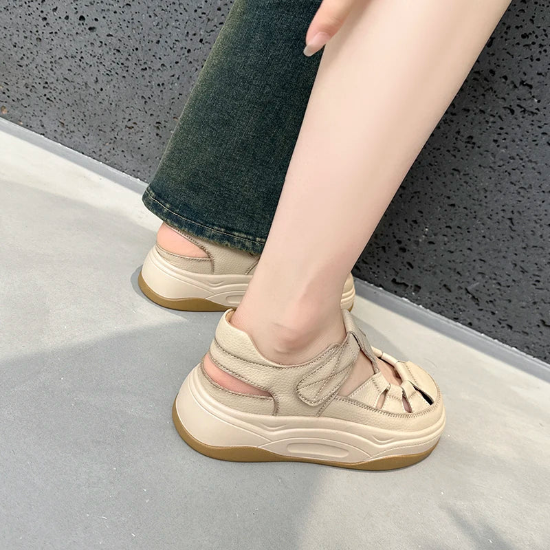 AIYUQI 2025, neue frauen sandalen Sommer dicken sohlen hohl frauen turnschuhe schuhe Große-größe casual schwein käfig weibliche schuhe
