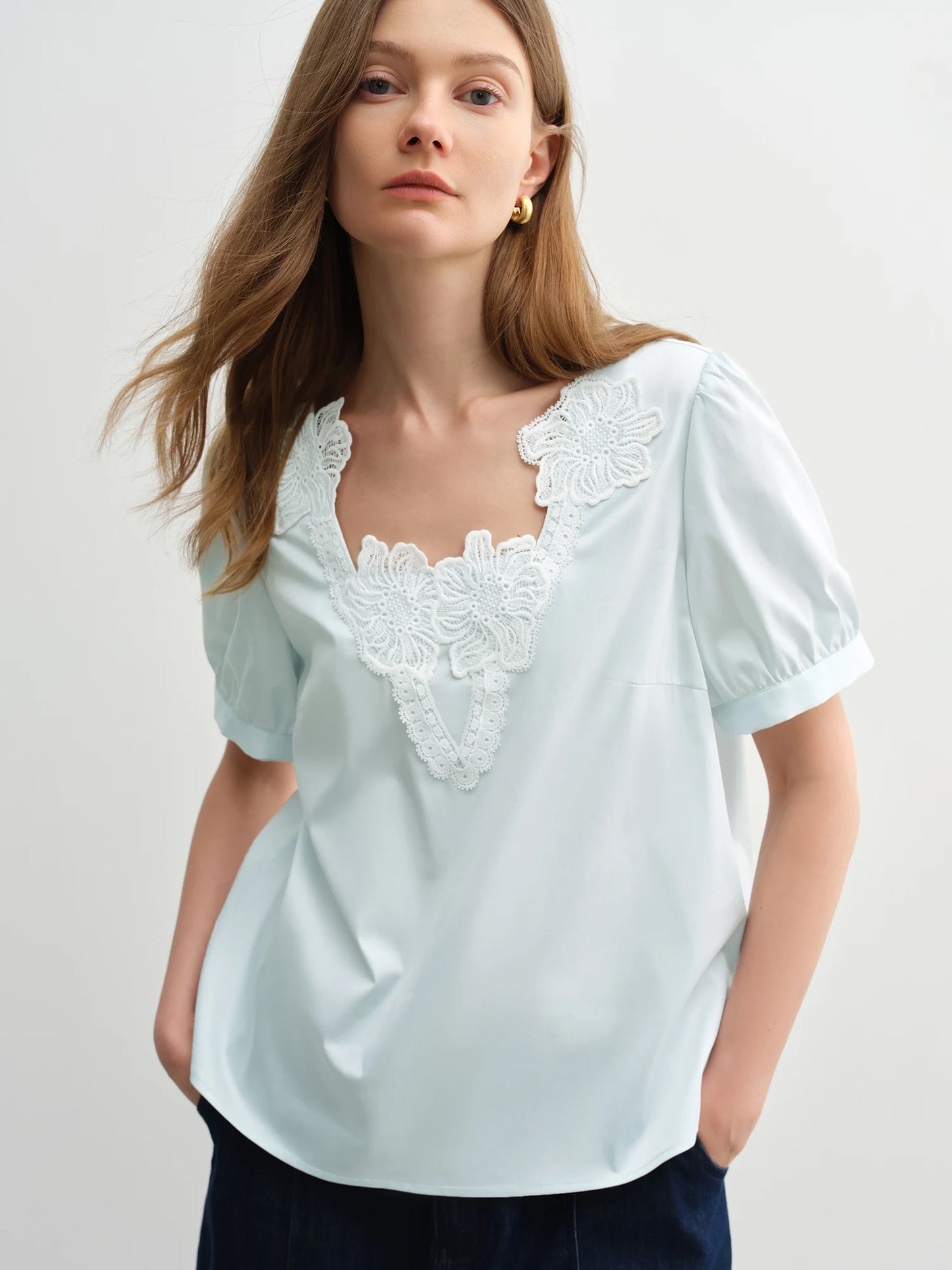 Lässige Damen-Bluse aus Lyocell mit Blumenärmeln und lockerem Schnitt – vielseitiges Sommer-Oberteil