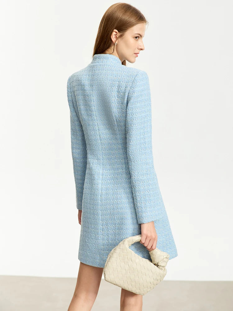 Damen Wollmantel im minimalistischen Stil mit Stehkragen für das Büro