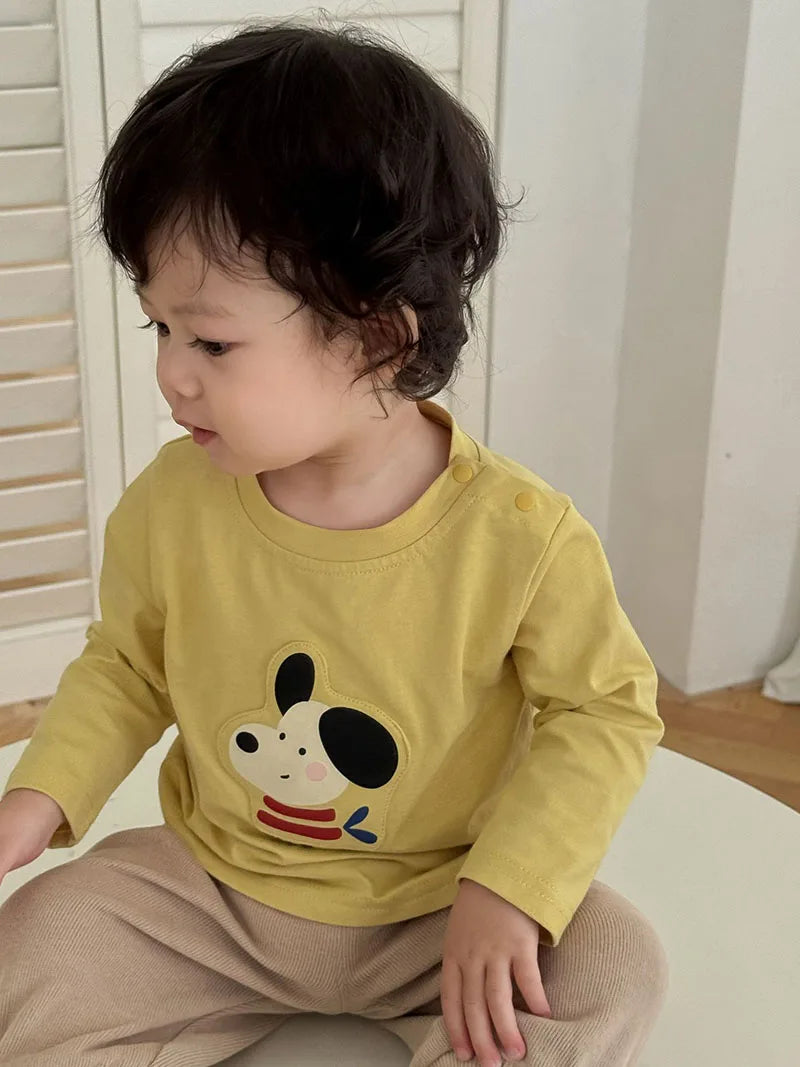 Mädchen T-Shirt im koreanischen Stil mit niedlichem Cartoon-Hundedesign