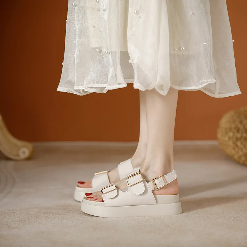 AIYUQI Frauen Sandalen Große Größe Sommer Neue Strand Sandalen Mädchen Dicke Sohle Mode Offene spitze Römischen frauen Schuhe