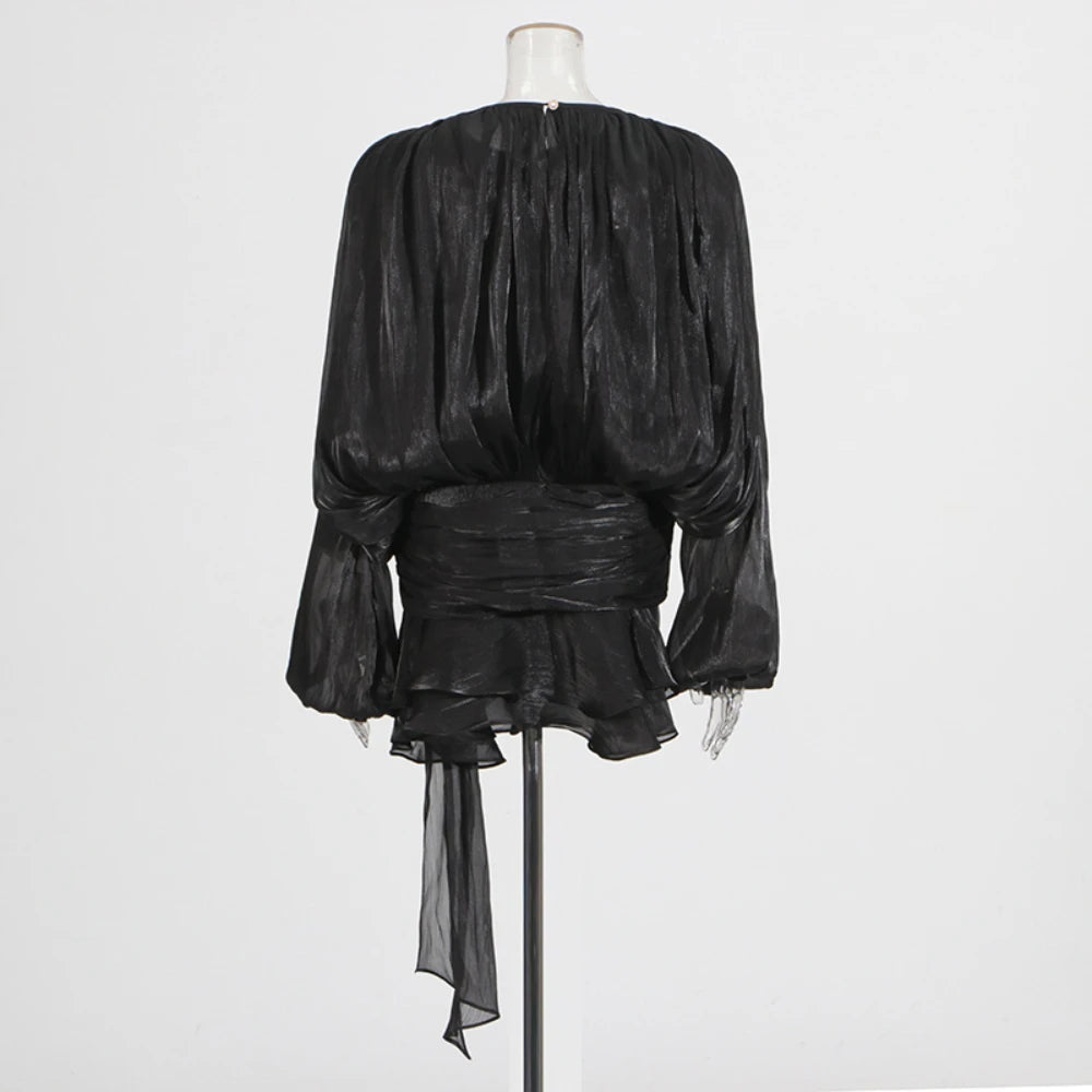 Elegantes Damen-Tunikakleid mit Rundhalsausschnitt, langen Ärmeln und Patchwork-Design