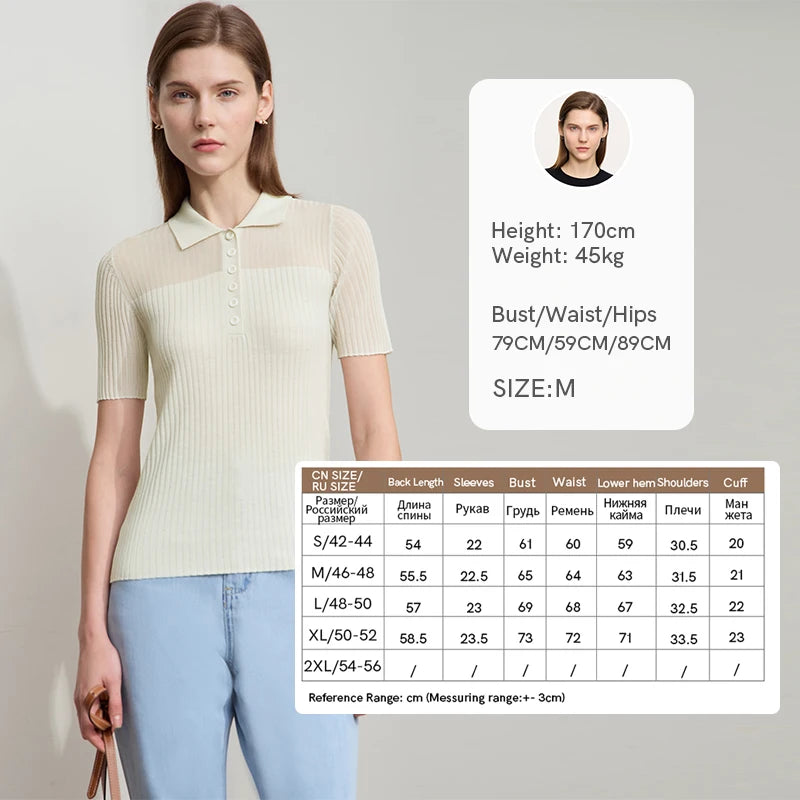 Damen Strickoberteil mit Revers und halber Knopfleiste für den Sommer