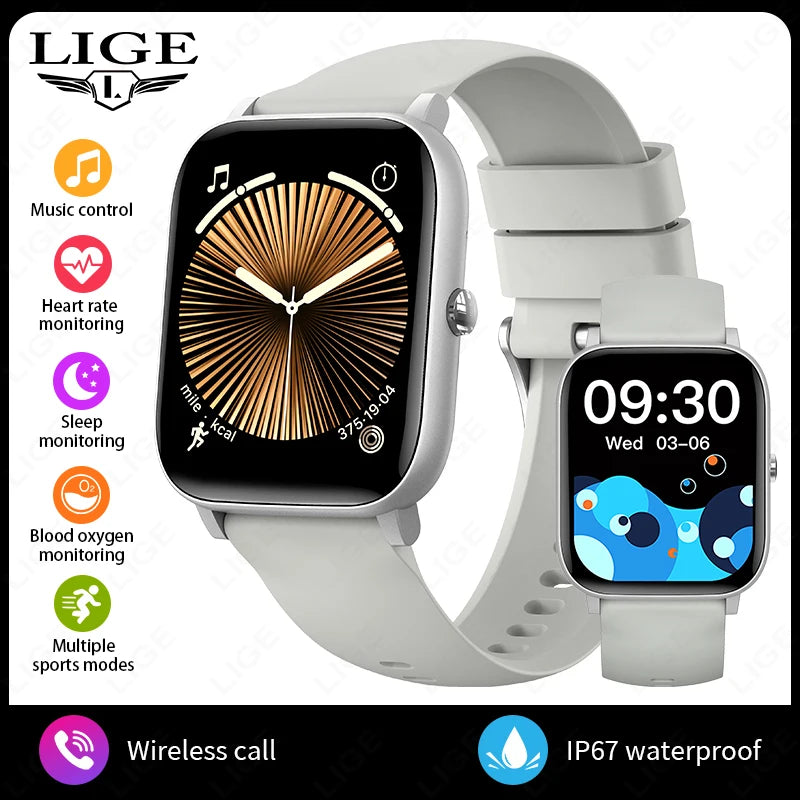 LIGE Voice Calling Smart Watch Ultra 1,85" HD-Bildschirm Schlafgesundheitsmonitor Sport DIY Zifferblätter Smartwatch Wasserdichte Uhren