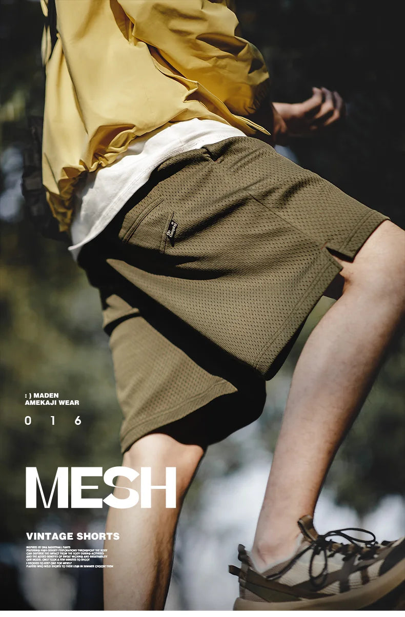 Herren Basketball Shorts aus Mesh für Sommer mit elastischem Bund und Taschen