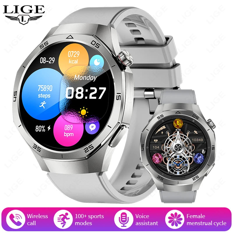LIGE Smartwatch Outdoor Sport Männer 360*360 HD Display Gesundheit Überwachung Wasserdichte Herzfrequenz BT Anruf Smart Uhr Für Android IOS
