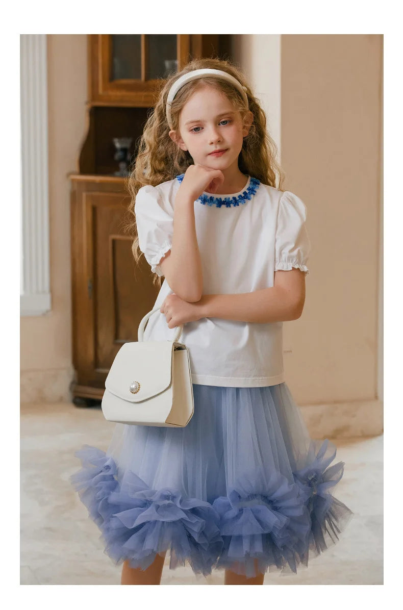Elegantes Mädchen-Sommerkleid in Lila für Partys und Hochzeiten – Blumenkleid mit luxuriösem Design, ärmelloses Kleid in Khaki Beige für Kinder von 3 bis 14 Jahren.