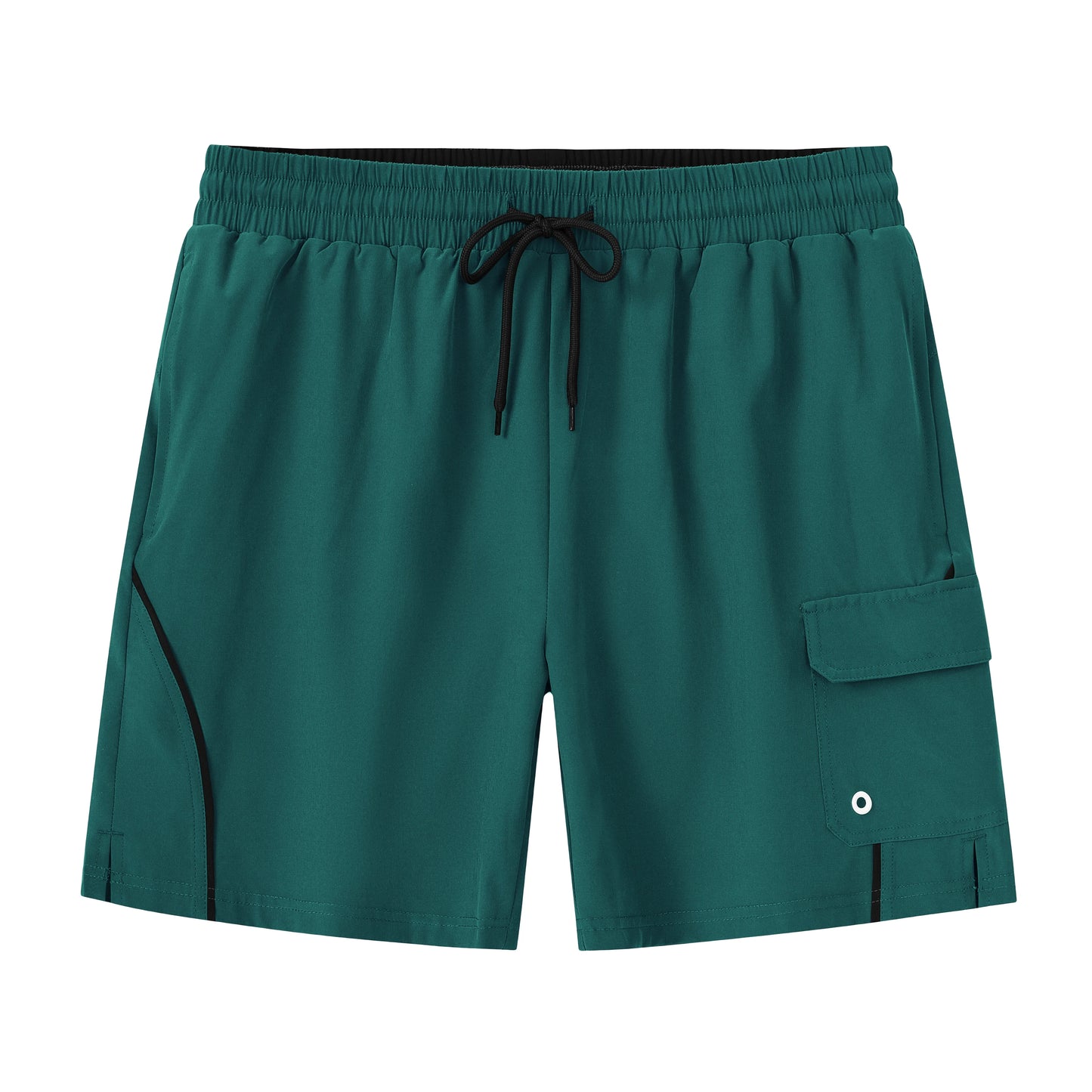 Sommerliche Herren-Badeshorts mit Camouflage-Streifen, schnelltrocknend, mit Reißverschlusstaschen und Mesh-Futter – ideal für Strand und Surfen.