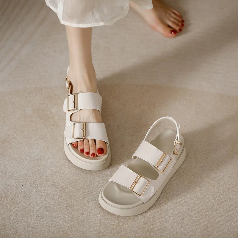 AIYUQI Frauen Sandalen Große Größe Sommer Neue Strand Sandalen Mädchen Dicke Sohle Mode Offene spitze Römischen frauen Schuhe