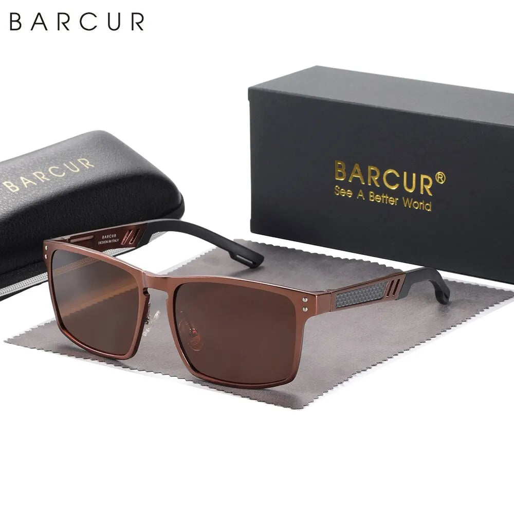 Sonnenbrille Al-Mg quadratisch Vintage polarisiert UV400 Business Herren