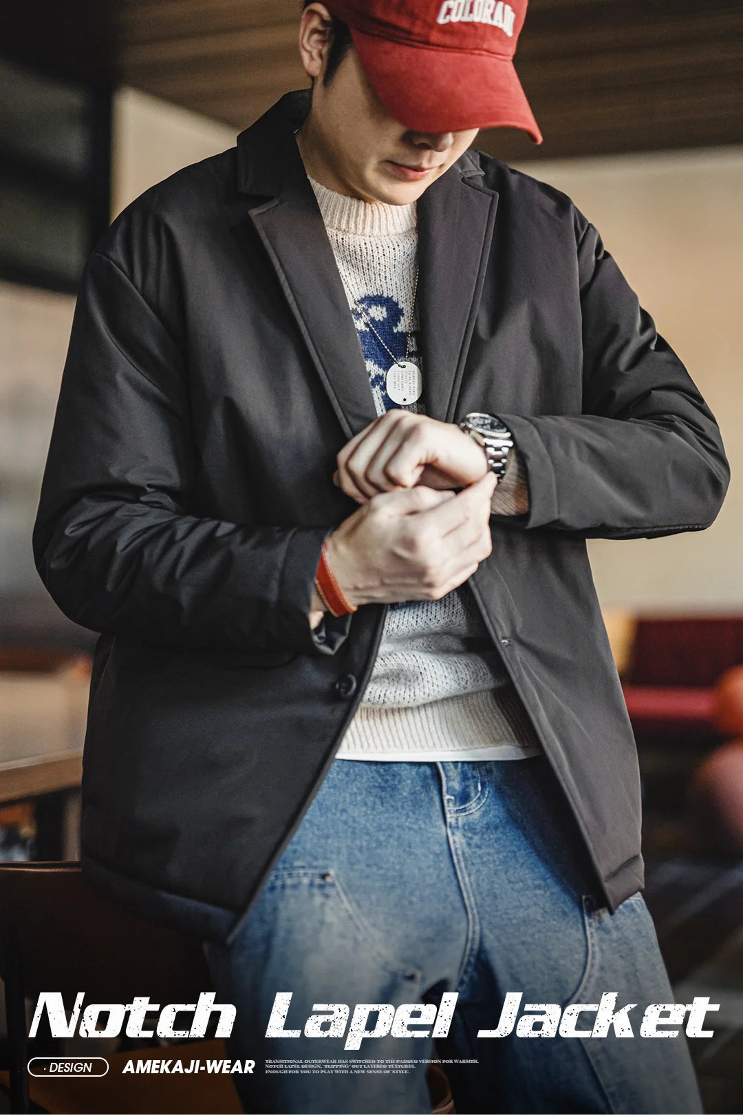 Herren Anzugjacke Verdickte Reverskragen Warmer Mantel Vielseitige Oberbekleidung Herbst Winter