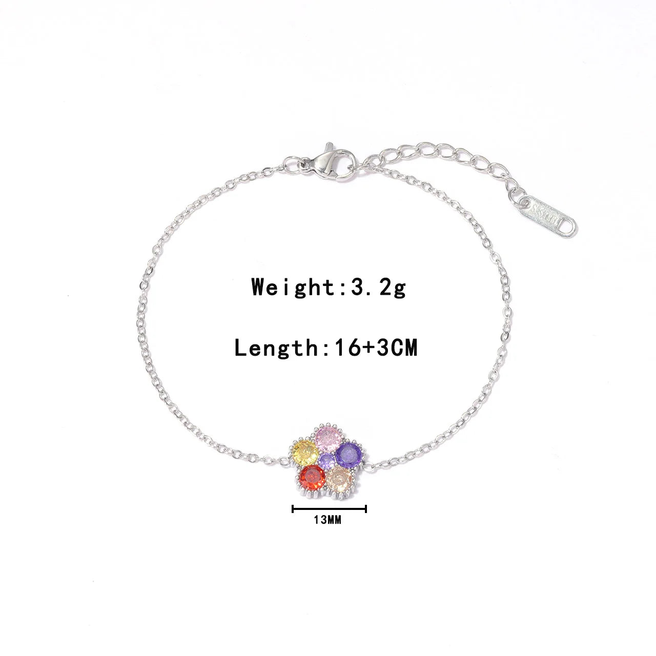 Damen-Armband mit bunten Zirkonia-Blüten