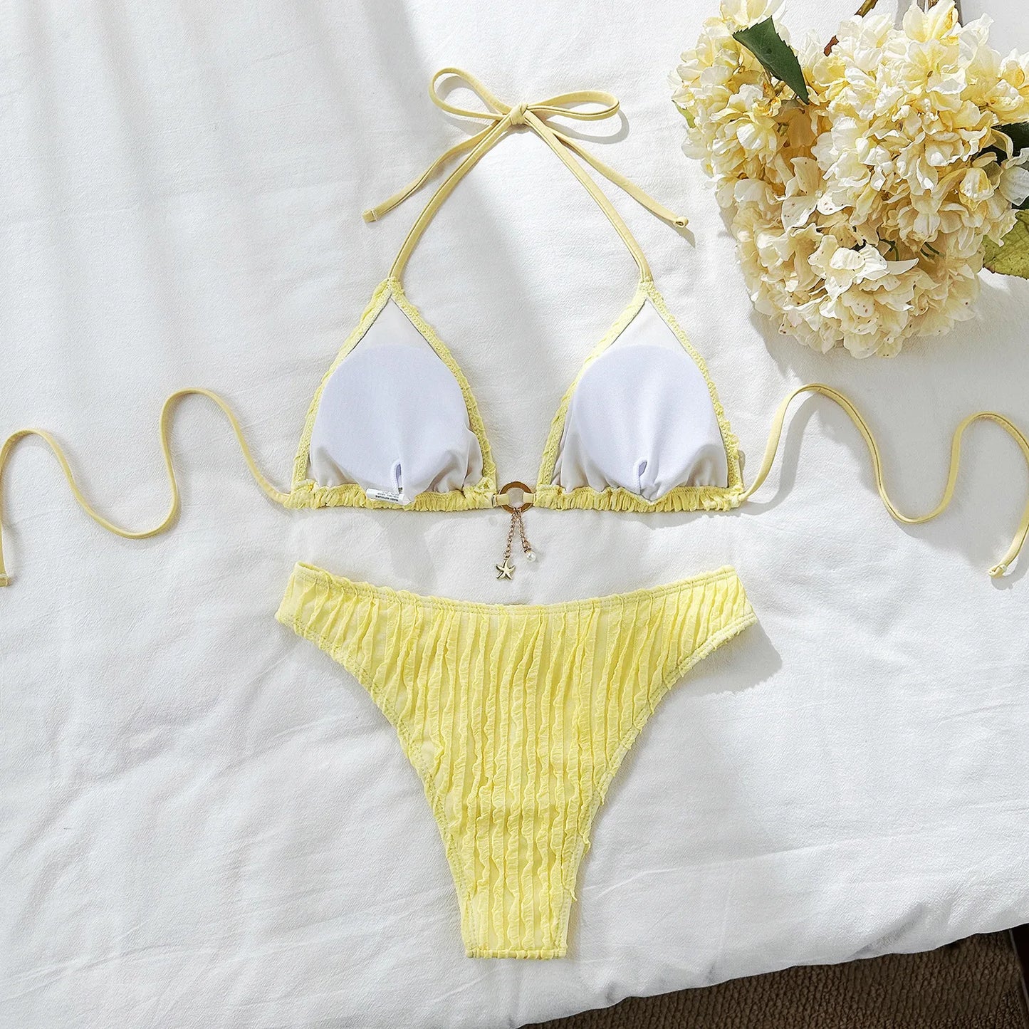 Sexy Bikini-Set mit Strasssteinen – Push-up Badeanzug für Damen
