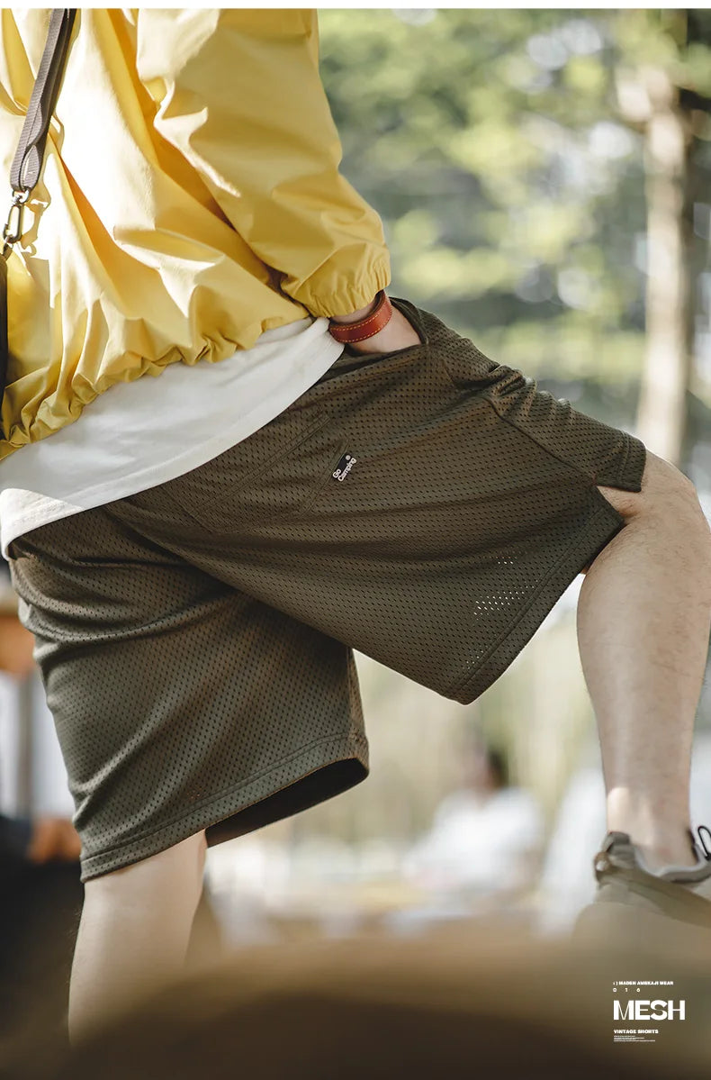 Herren Basketball Shorts aus Mesh für Sommer mit elastischem Bund und Taschen