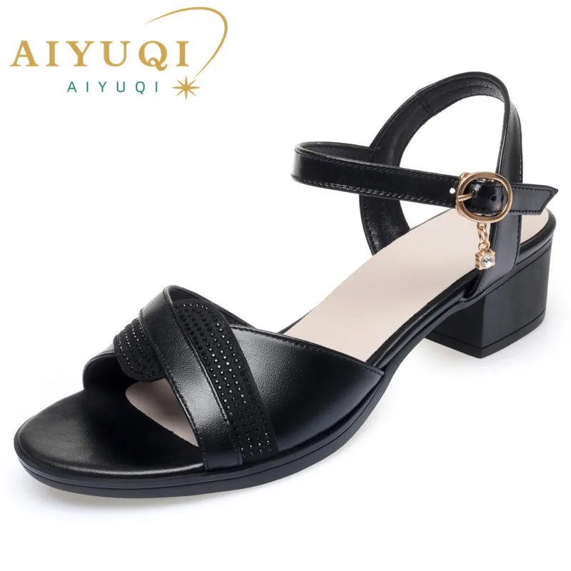 Damen Leder Sandalen Keil Casual Gr. 41-42