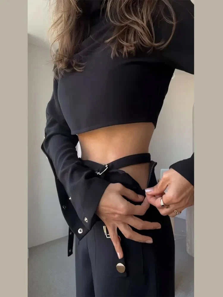 Colorblock-Jeans mit Leopardenmuster und Hohldesign für Damen – High-Waist, gespleißte Taschen, weites Bein
