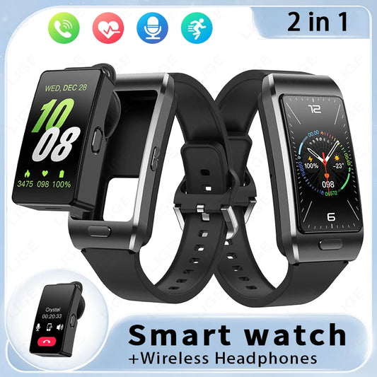 LIGE 2-in-1 TWS Bluetooth Headset Smart Watch Sport GPS Kopfhörer Smartwatch Wasserdichte Musik Kopfhörer Uhren EKG Herzfrequenz