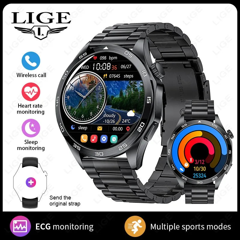 LIGE EKG AI Gesunde Diagnose Smart Uhr Männer Blut Sauerstoff Blutdruck Schlaf Überwachung Bluetooth Anruf Gesundheit Smartwatch Frauen