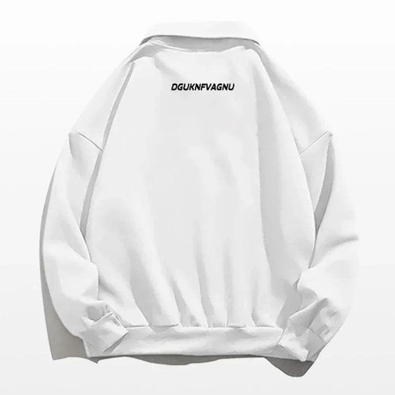 2025, neue Herren-Sweatshirts mit Buchstaben-Aufdruck, halber Reißverschluss, Vintage-Pullover mit Polo-Ausschnitt, Hoodies, Y2K-Streetwear, langärmelig, Sudaredaras