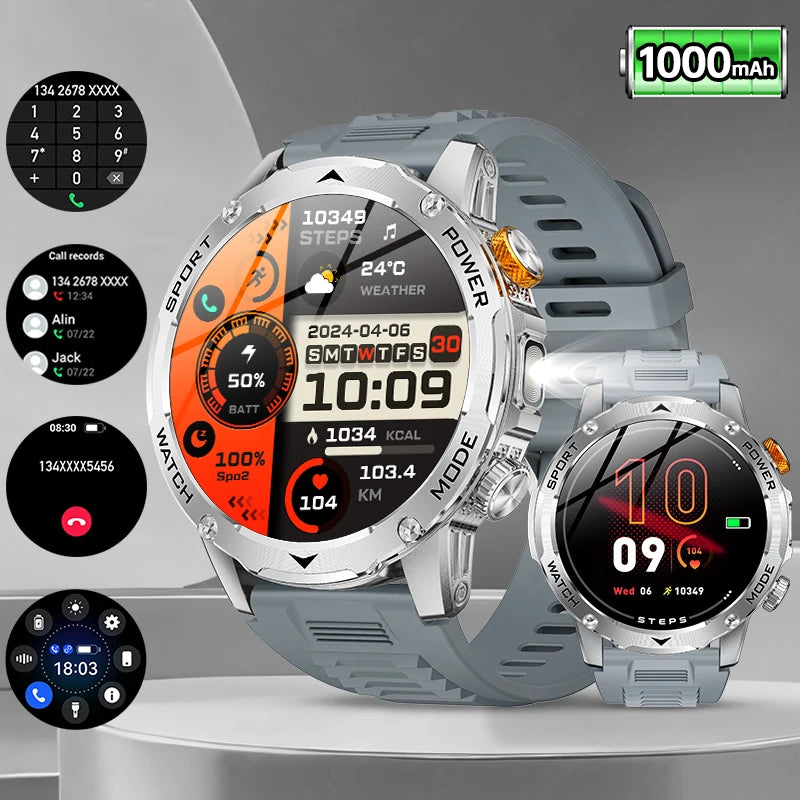 Herren Smartwatch mit Bluetooth Anruf und wasserdichtem Design für Outdoor Fitness