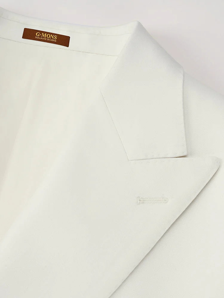 Hochwertiger Herrenanzug aus Wolle-Kaschmir, Weiß, Slim Fit, Doppelreiher für Hochzeit und Business.