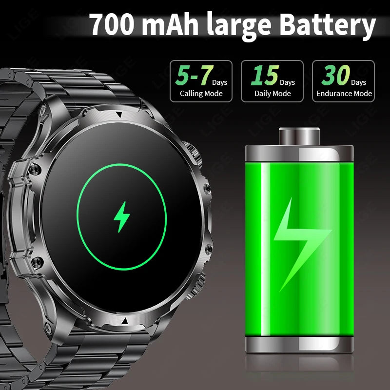 Männer Sport Smartwatch mit 1,9 Zoll Display und wasserdichter Bluetooth-Funktion