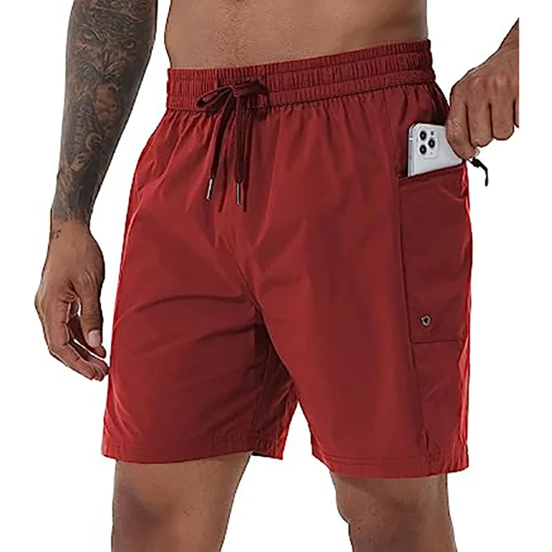 Herren-Badeshorts mit elastischem Bund, Reißverschlusstaschen und Mesh-Futter – schnelltrocknend für den Strand
