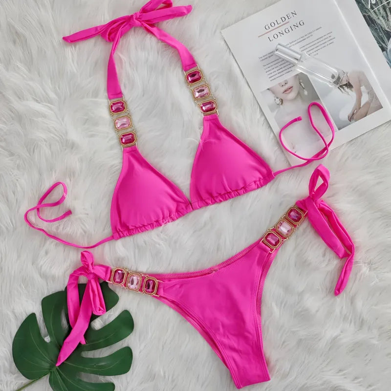 Brauner Push-Up-Bikini im brasilianischen Stil für Damen – ideal für Strand und Pool