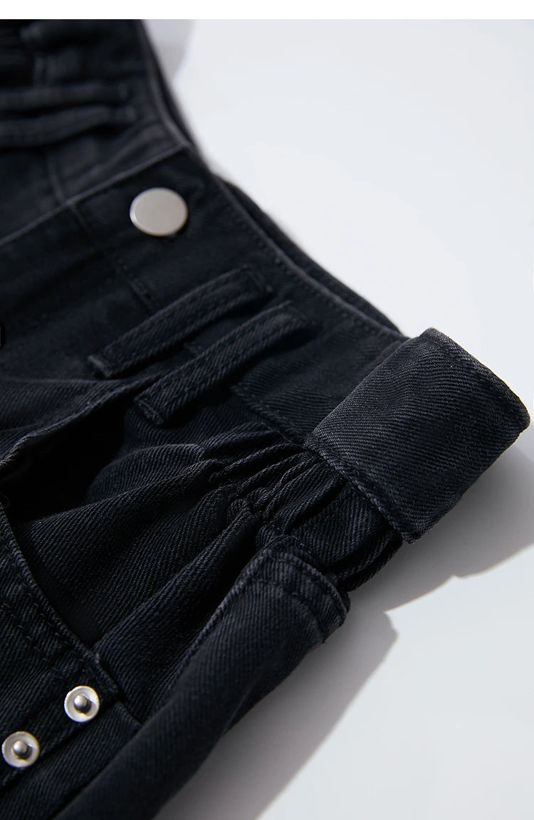 Damen Shorts Baumwoll-Denim Lässig Locker Gerade Vintage Modische Taschenjeans