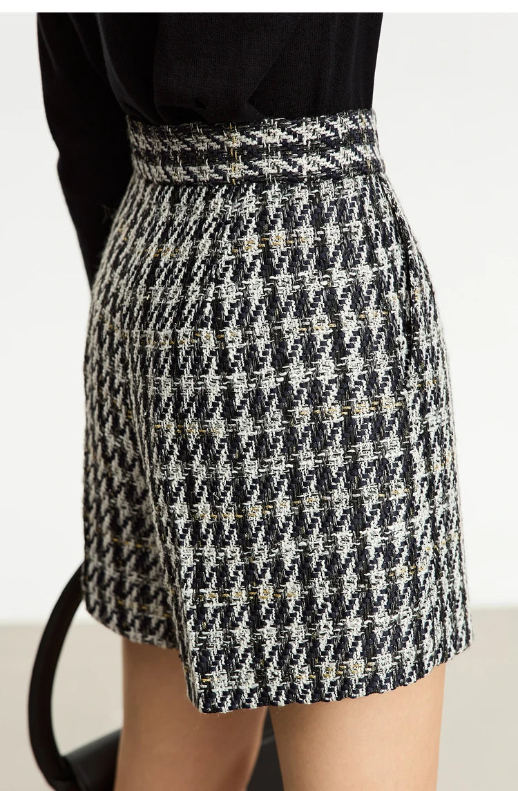 Damen Shorts im Retro-Stil mit kariertem Patchwork und Taschen