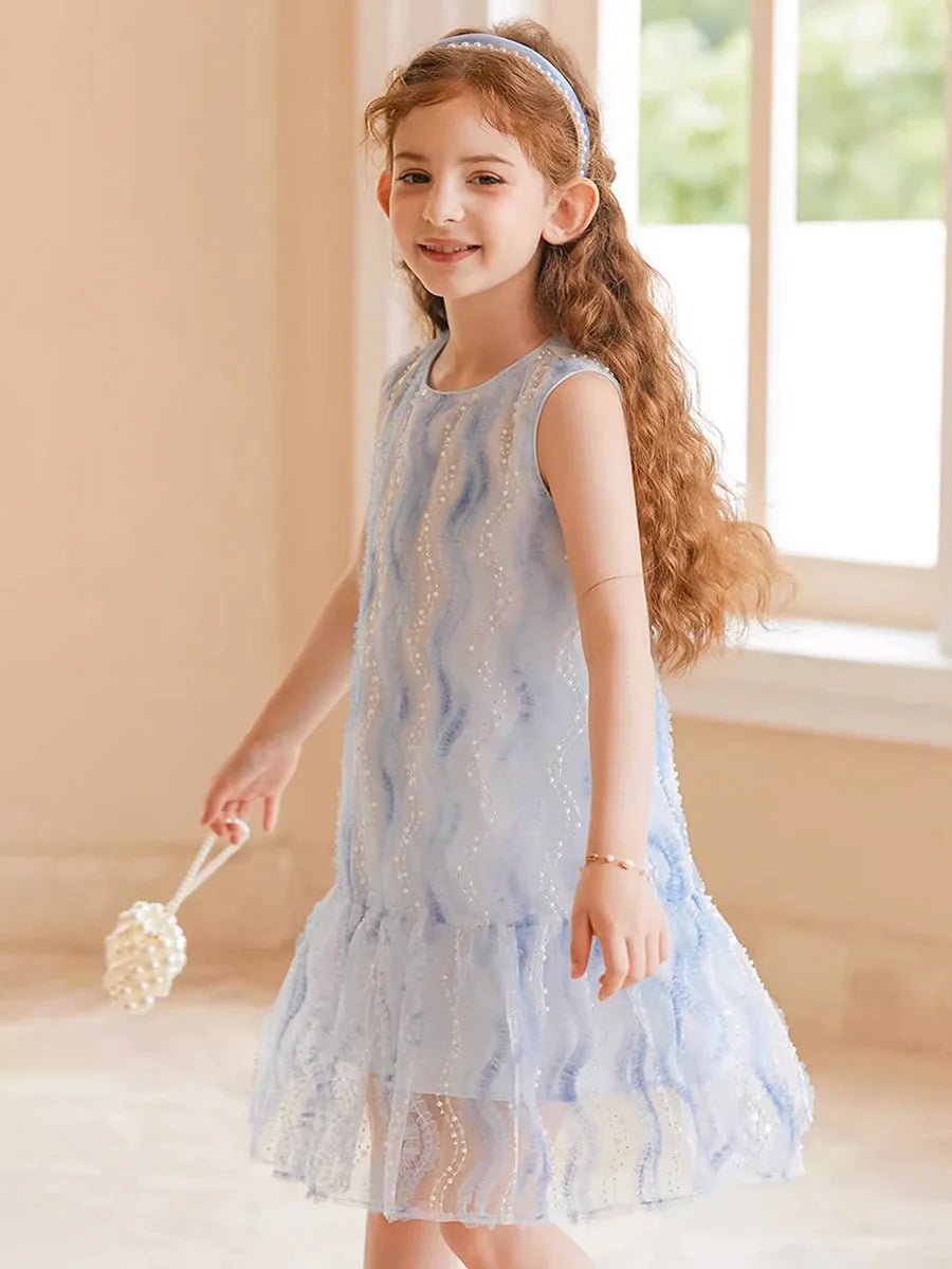 Ärmelloses Prinzessinnen-Kleid für Mädchen im chinesischen Kawaii-Stil – ideal als Blumenmädchenkleid oder für den täglichen Gebrauch