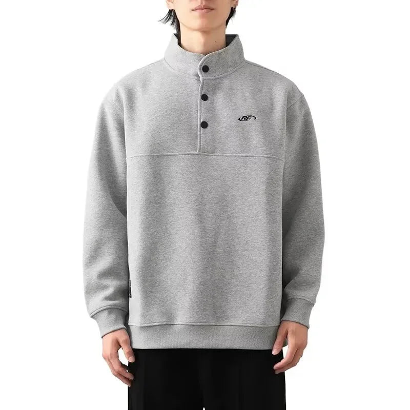 Frühling männer Brief Gedruckt Taste Sweatshirt Stehkragen Patchwork Pullover Hoodies 2025, Neue Casual Y2K Langarm Sudaderas