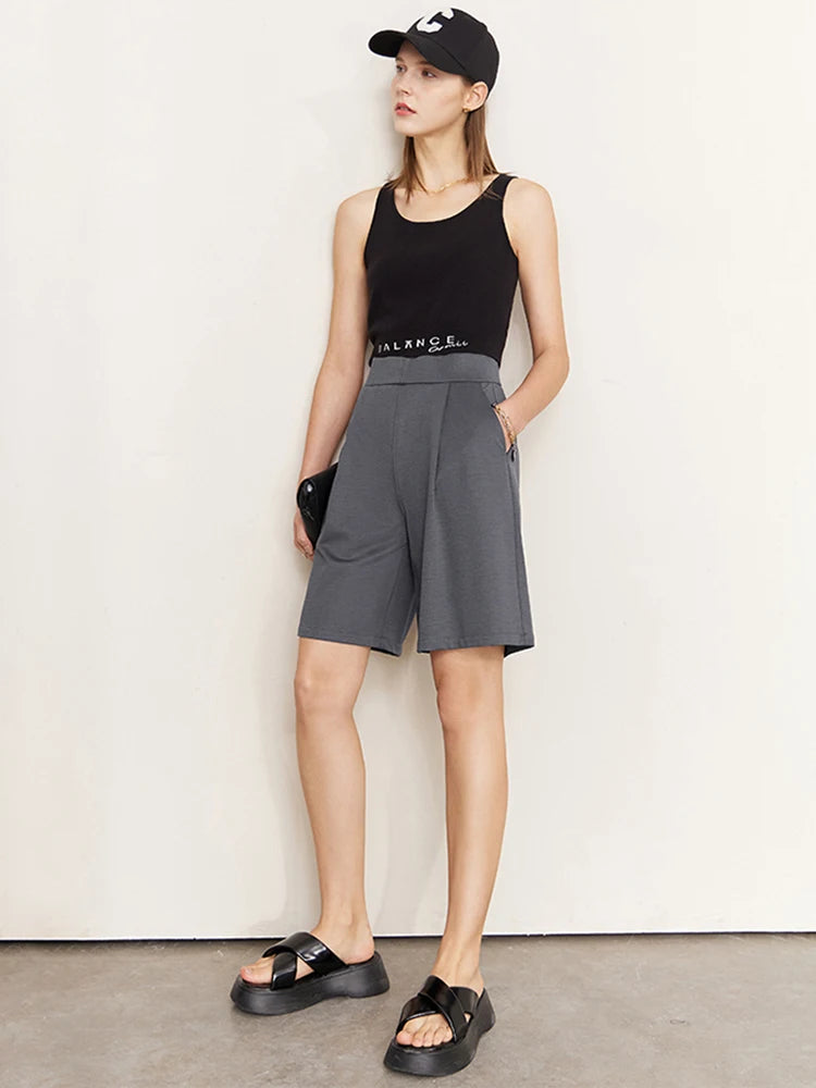Damen Shorts im Minimalismus-Stil mit elastischer Taille für den Sommer