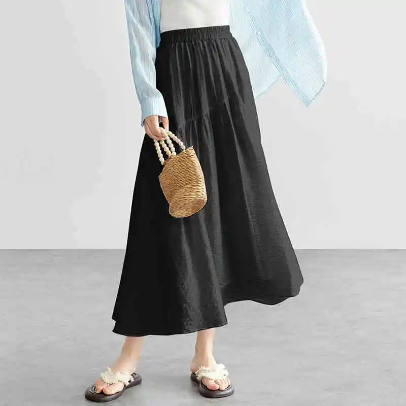 Damen Lyocell Rock in Weiß mit elastischer Taille im lässigen A-Linien-Stil