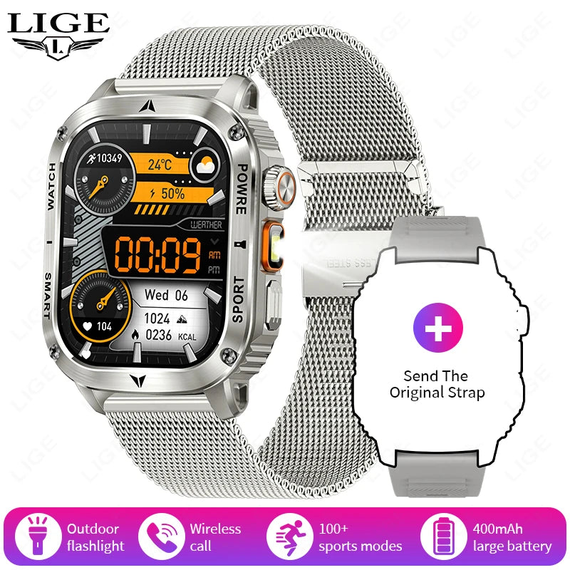 Männer Smartwatch mit 2,01 Zoll HD Bildschirm und Bluetooth-Anruf-Funktion