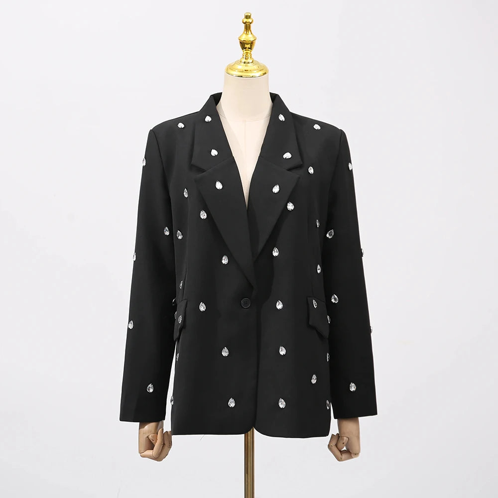 Elegantes Damenkleid mit Rundhalsausschnitt, langen Ärmeln und Patchwork-Design in lockerer Passform.