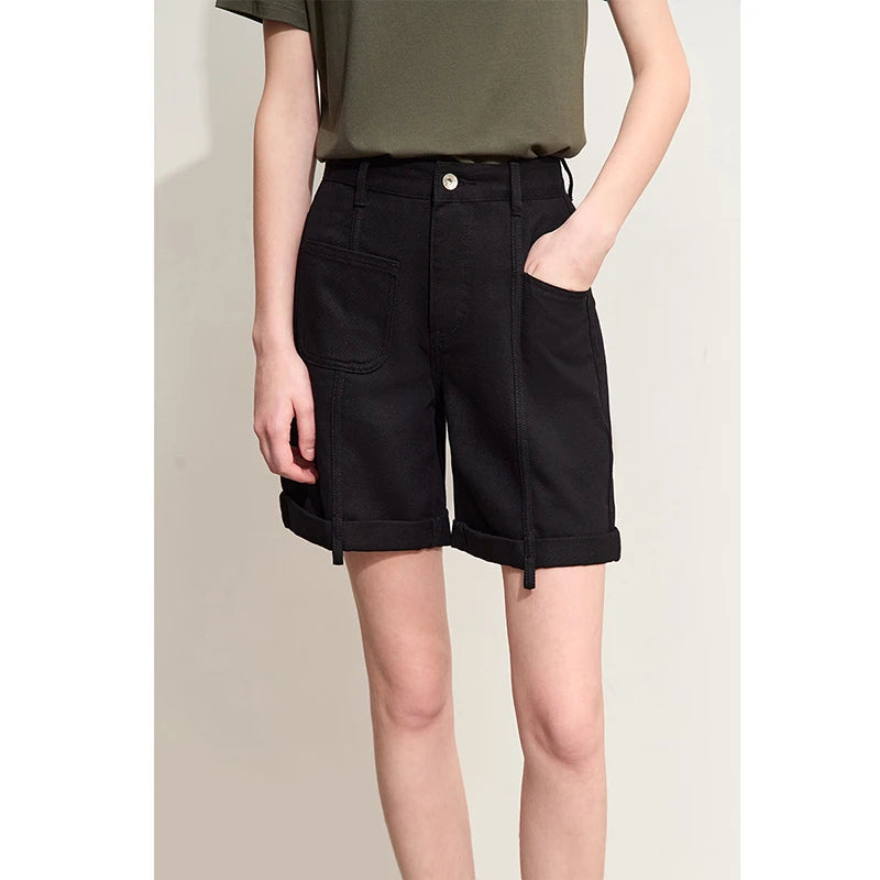 Minimalismus Baumwoll Jeans – Vintage Retro Fashion Shorts für Frauen