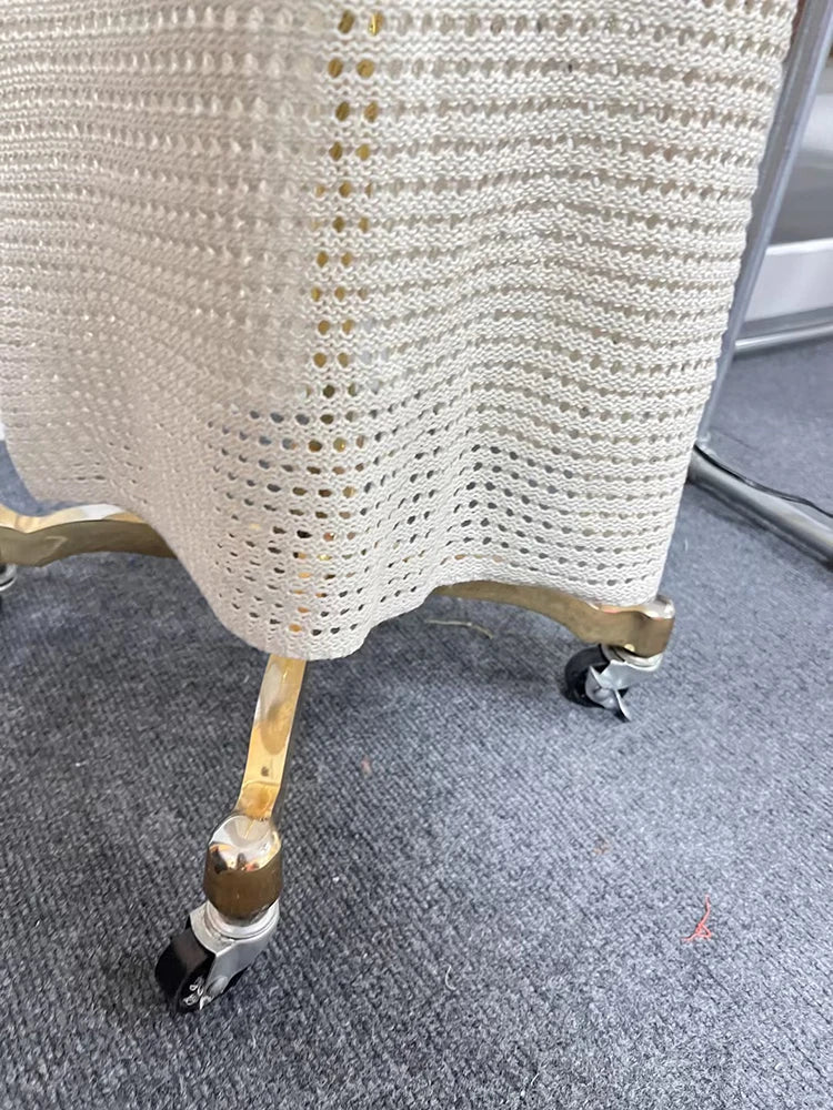 Elegantes Damen-Midikleid mit Rundhalsausschnitt und langen Ärmeln im Patchwork-Design mit Diamantenmuster